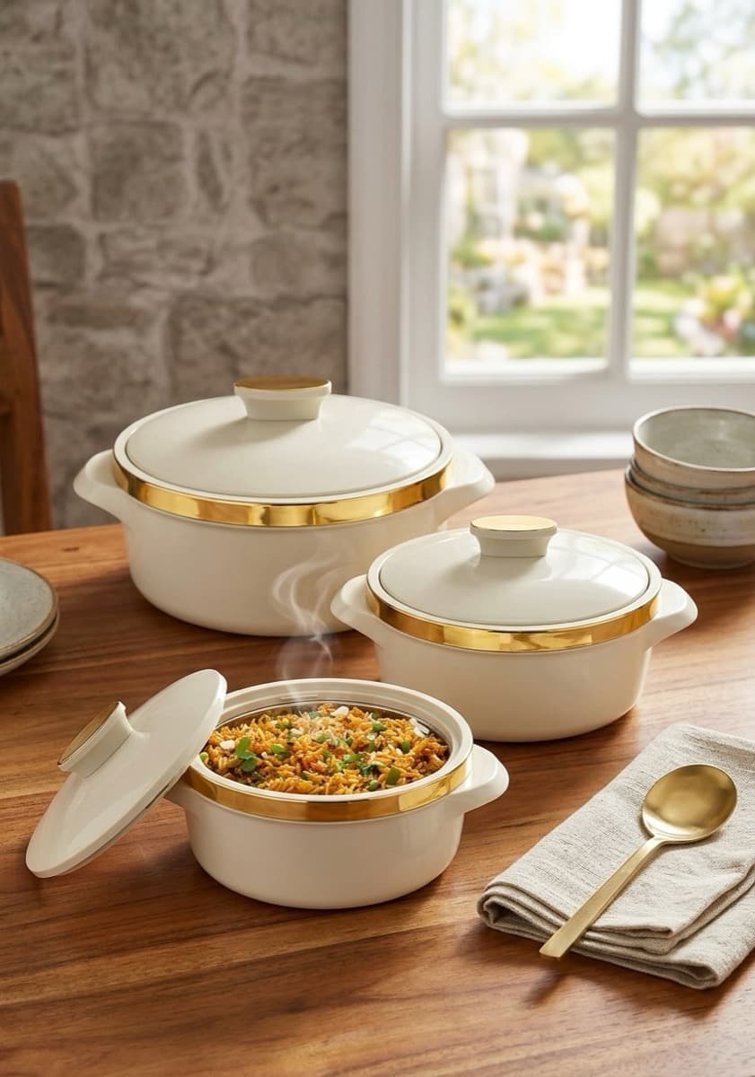 3-Piece Casserole Set - Golden - Image 1
