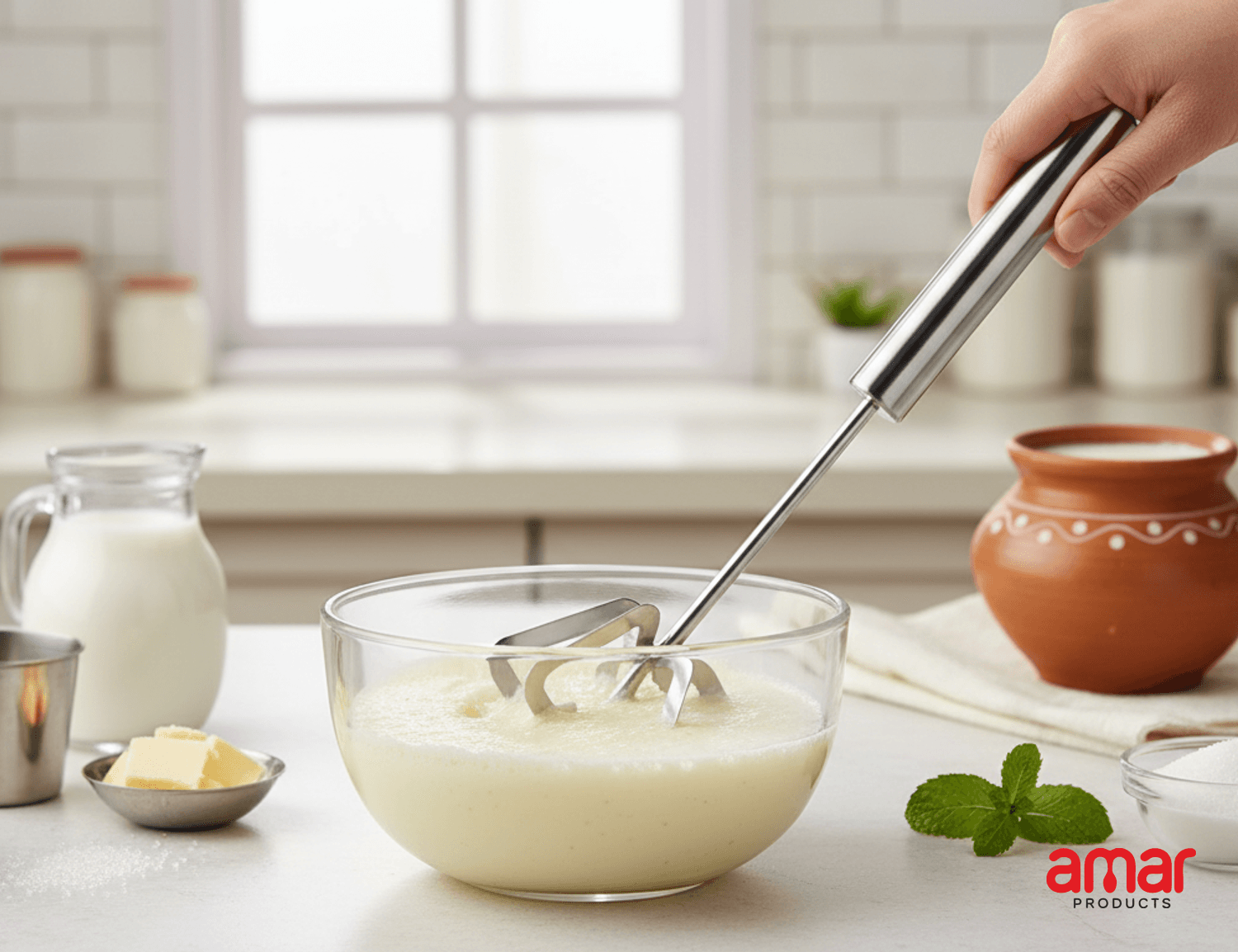 Stainless Steel Hand Spring Mixer & Blender - Image 1