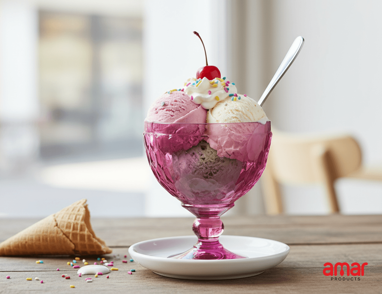 Vintage Pink Glass Ice Cream Cup - Image 1