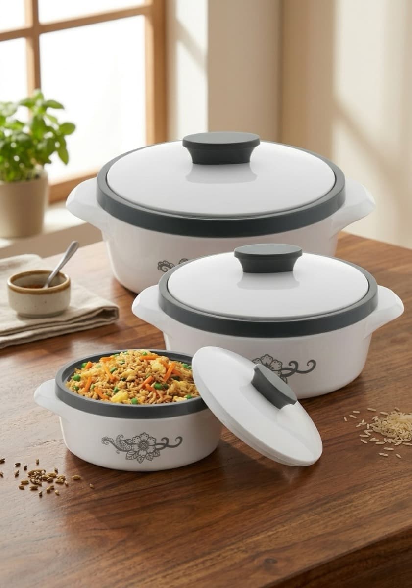 3-Piece Casserole Set - White - Image 1