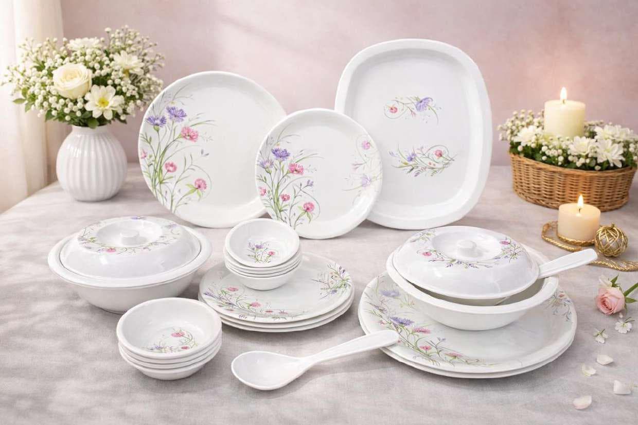Melamine Printed Dinner Set - 32 Pieces - Image 1