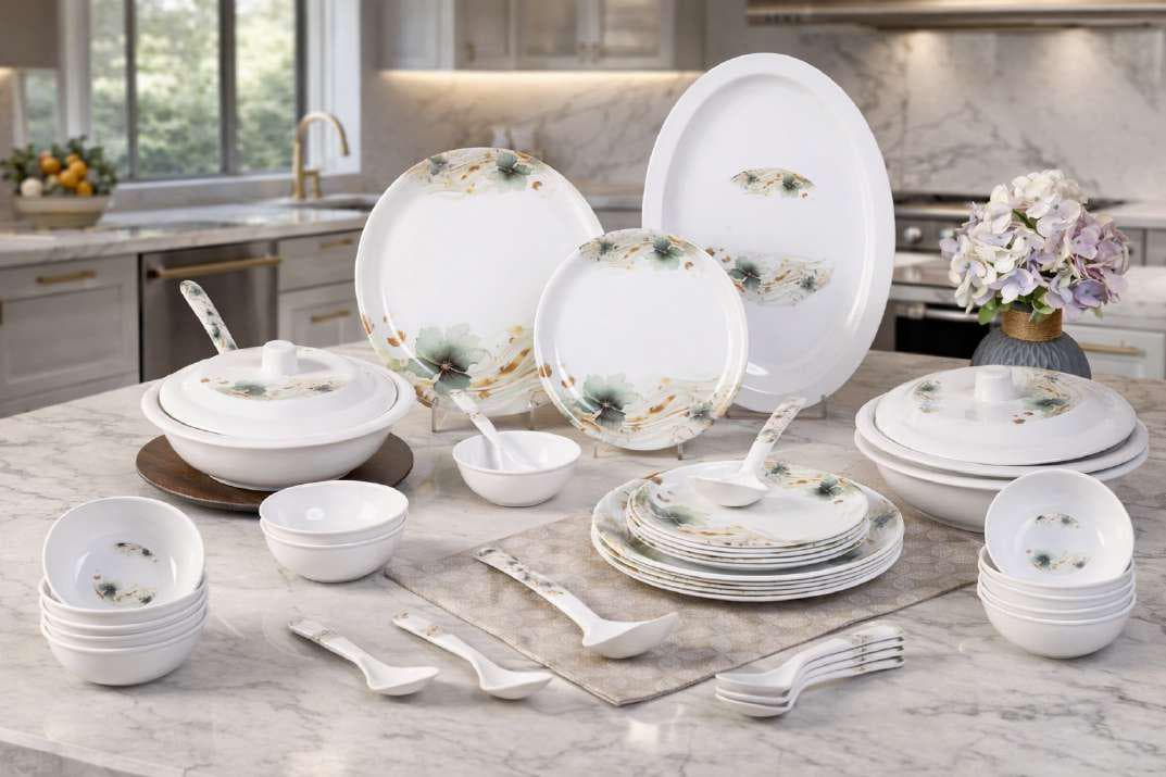 Melamine Printed Dinner Set - 40 Pieces - Image 1